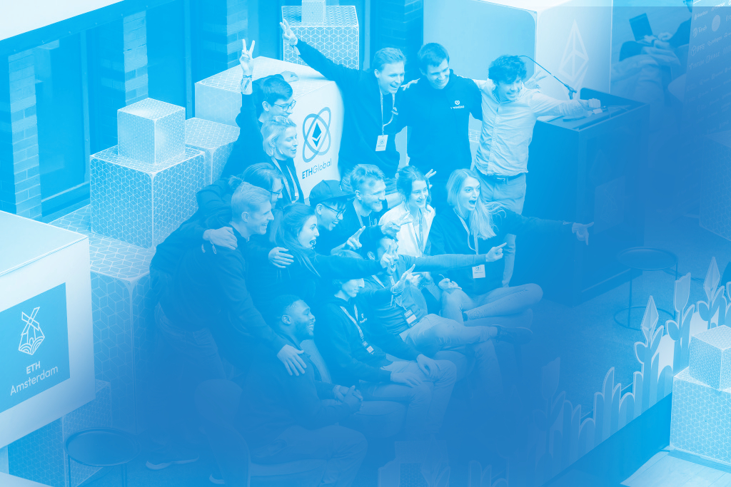 Group image of PretzelDAO members at ETHAmsterdam 2022